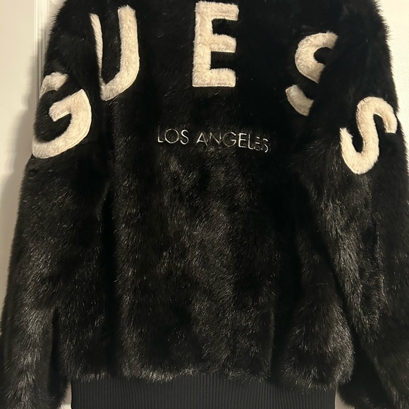 Guess Black Faux Fur Coat - Picture 1 of 4